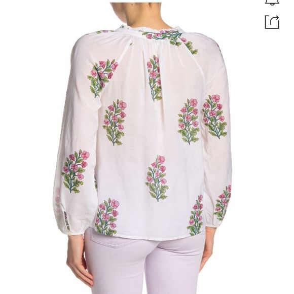 Lucky Brand Floral Pintuck Blouse new without Tag - Picture 1 of 3